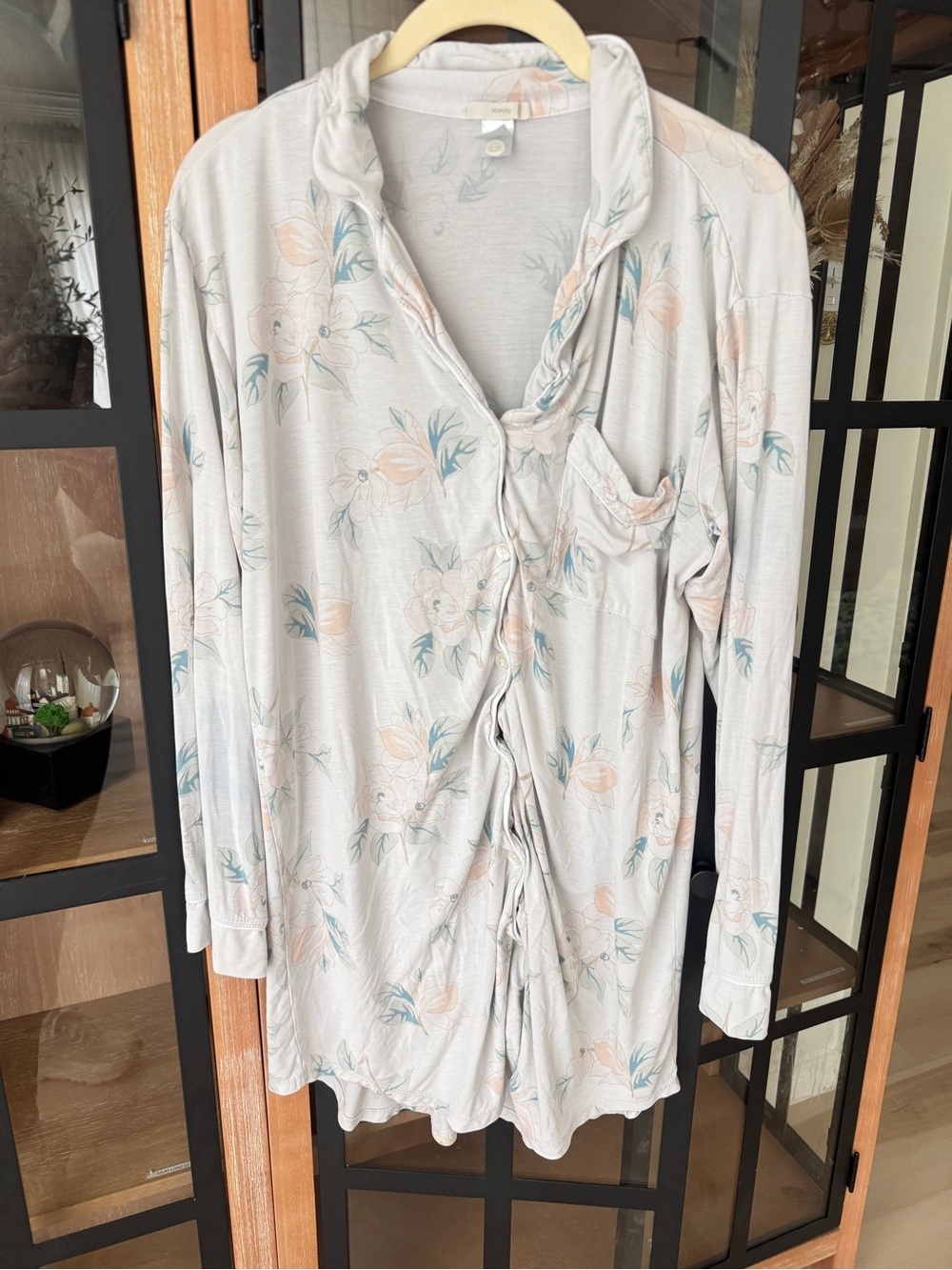 Eberjey modal nightgown sleep shirt pajamas long sleeve floral button down